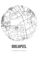 Abstract street map of Odiliapeel located in Noord-Brabant municipality of Uden. City map with lines