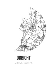 Abstract street map of Obbicht located in Limburg municipality of Sittard-Geleen. City map with lines
