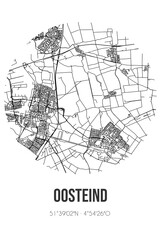 Fototapeta na wymiar Abstract street map of Oosteind located in Noord-Brabant municipality of Oosterhout. City map with lines