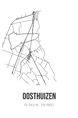 Abstract street map of Oosthuizen located in Noord-Holland municipality of Edam-Volendam. City map with lines