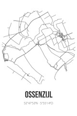 Abstract street map of Ossenzijl located in Overijssel municipality of Steenwijkerland. City map with lines