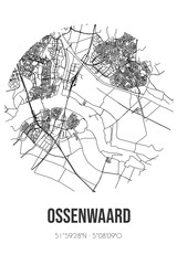 Abstract street map of Ossenwaard located in Utrecht municipality of Vijfheerenlanden. City map with lines