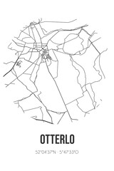 Abstract street map of Otterlo located in Gelderland municipality of Ede. City map with lines