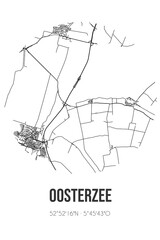 Abstract street map of Oosterzee located in Fryslan municipality of De Fryske Marren. City map with lines