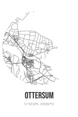Abstract street map of Ottersum located in Limburg municipality of Gennep. City map with lines