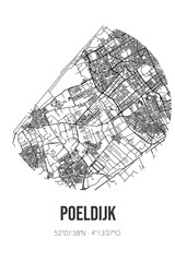 Abstract street map of Poeldijk located in Zuid-Holland municipality of Westland. City map with lines