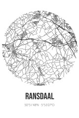 Abstract street map of Ransdaal located in Limburg municipality of Voerendaal. City map with lines