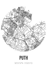 Abstract street map of Puth located in Limburg municipality of Beekdaelen. City map with lines