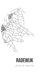 Abstract street map of Radewijk located in Overijssel municipality of Hardenberg. City map with lines