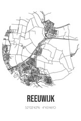 Abstract street map of Reeuwijk located in Zuid-Holland municipality of Bodegraven-Reeuwijk. City map with lines