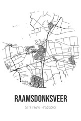 Abstract street map of Raamsdonksveer located in Noord-Brabant municipality of Geertruidenberg. City map with lines