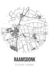 Abstract street map of Raamsdonk located in Noord-Brabant municipality of Geertruidenberg. City map with lines