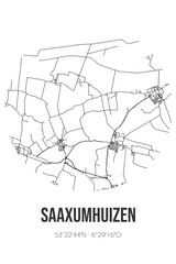 Abstract street map of Saaxumhuizen located in Groningen municipality of Het Hogeland. City map with lines