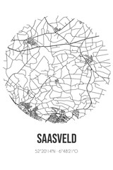 Abstract street map of Saasveld located in Overijssel municipality of Dinkelland. City map with lines