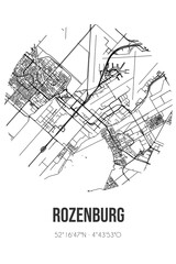 Fototapeta na wymiar Abstract street map of Rozenburg located in Noord-Holland municipality of Haarlemmermeer. City map with lines