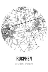 Abstract street map of Rucphen located in Noord-Brabant municipality of Rucphen. City map with lines