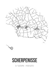 Abstract street map of Scherpenisse located in Zeeland municipality of Tholen. City map with lines