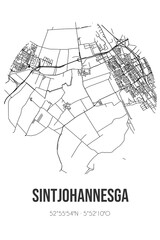 Abstract street map of Sintjohannesga located in Fryslan municipality of De Fryske Marren. City map with lines