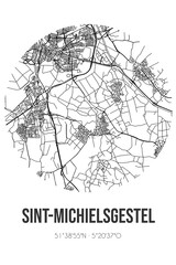 Fototapeta na wymiar Abstract street map of Sint-Michielsgestel located in Noord-Brabant municipality of Sint-Michielsgestel. City map with lines