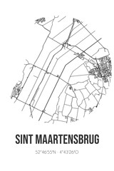 Abstract street map of Sint Maartensbrug located in Noord-Holland municipality of Schagen. City map with lines
