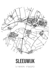 Abstract street map of Sleeuwijk located in Noord-Brabant municipality of Altena. City map with lines