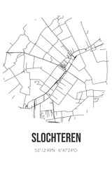 Abstract street map of Slochteren located in Groningen municipality of Midden-Groningen. City map with lines