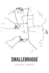 Abstract street map of Smallebrugge located in Fryslan municipality of Sudwest-Fryslan. City map with lines