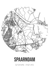 Abstract street map of Spaarndam located in Noord-Holland municipality of Haarlemmermeer. City map with lines