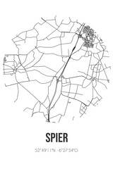 Abstract street map of Spier located in Drenthe municipality of Westerveld. City map with lines