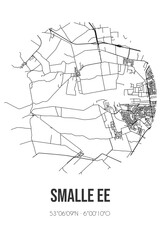 Abstract street map of Smalle Ee located in Fryslan municipality of Smallingerland. City map with lines
