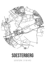 Abstract street map of Soesterberg located in Utrecht municipality of Soest. City map with lines