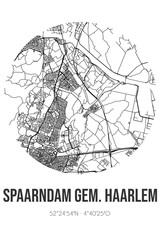 Abstract street map of Spaarndam gem. Haarlem located in Noord-Holland municipality of Haarlem. City map with lines