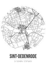Abstract street map of Sint-Oedenrode located in Noord-Brabant municipality of Meierijstad. City map with lines