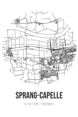 Abstract street map of Sprang-Capelle located in Noord-Brabant municipality of Waalwijk. City map with lines
