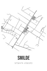 Abstract street map of Smilde located in Drenthe municipality of Midden-Drenthe. City map with lines