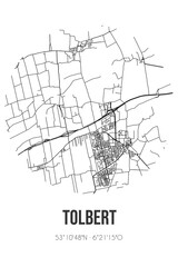 Abstract street map of Tolbert located in Groningen municipality of Westerkwartier. City map with lines