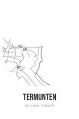 Abstract street map of Termunten located in Groningen municipality of Delfzijl. City map with lines
