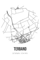 Abstract street map of Terband located in Fryslan municipality of Heerenveen. City map with lines