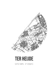 Abstract street map of Ter Heijde located in Zuid-Holland municipality of Westland. City map with lines