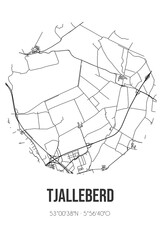 Abstract street map of Tjalleberd located in Fryslan municipality of Heerenveen. City map with lines