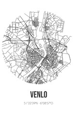 Abstract street map of Venlo located in Limburg municipality of Venlo. City map with lines