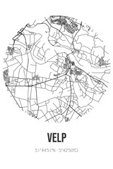 Abstract street map of Velp located in Noord-Brabant municipality of Grave. City map with lines