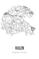Abstract street map of Vijlen located in Limburg municipality of Vaals. City map with lines