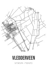 Abstract street map of Vledderveen located in Groningen municipality of Stadskanaal. City map with lines