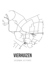 Abstract street map of Vierhuizen located in Groningen municipality of Het Hogeland. City map with lines