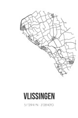 Abstract street map of Vlissingen located in Zeeland municipality of Vlissingen. City map with lines