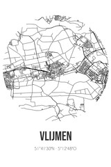 Fototapeta na wymiar Abstract street map of Vlijmen located in Noord-Brabant municipality of Heusden. City map with lines