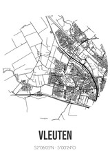 Abstract street map of Vleuten located in Utrecht municipality of Utrecht. City map with lines