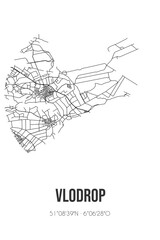 Abstract street map of Vlodrop located in Limburg municipality of Roerdalen. City map with lines