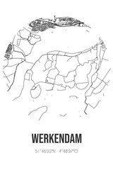 Obraz premium Abstract street map of Werkendam located in Noord-Brabant municipality of Altena. City map with lines